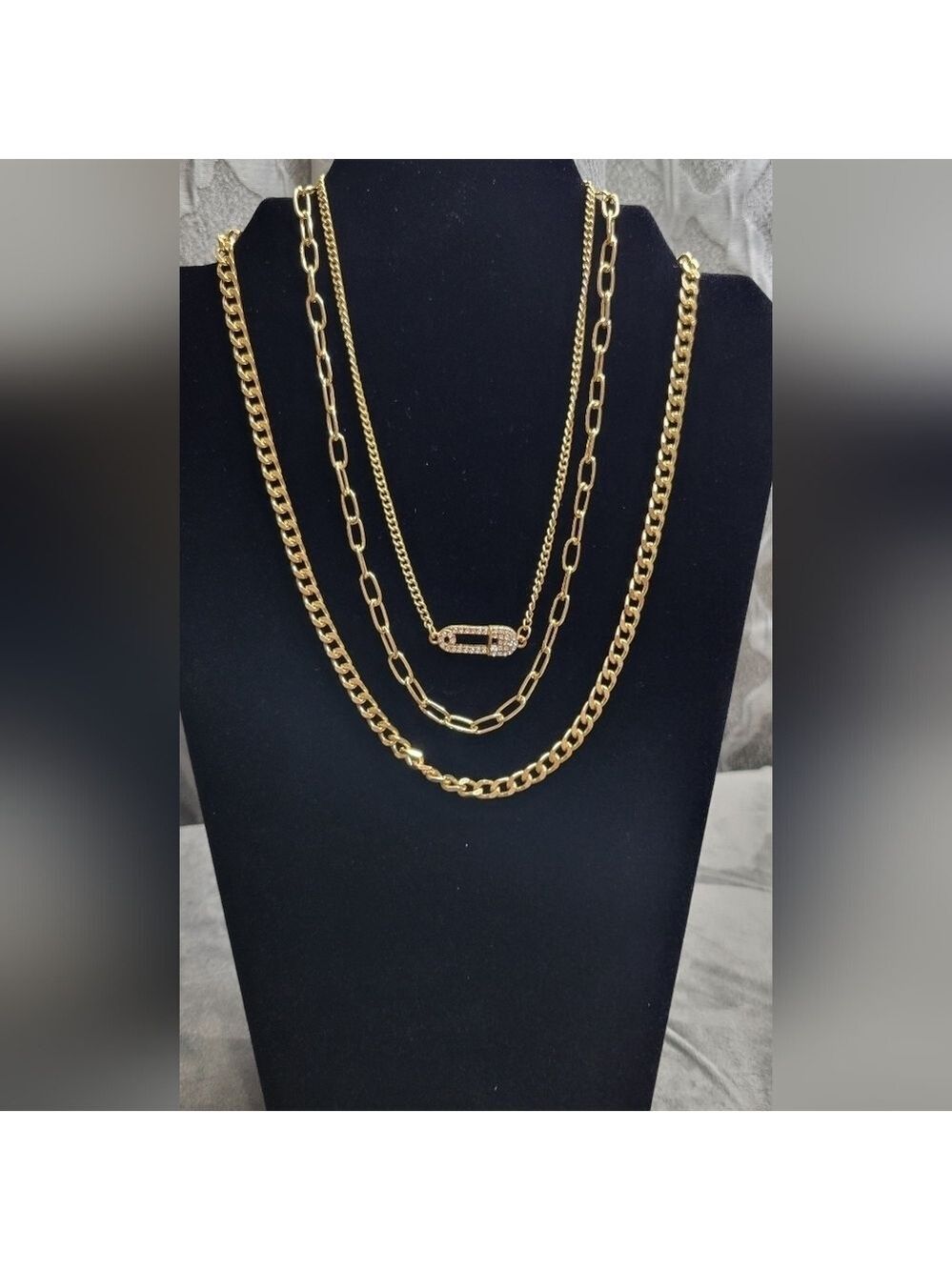 Three Gold-Plated Chain Link Necklaces (#80)